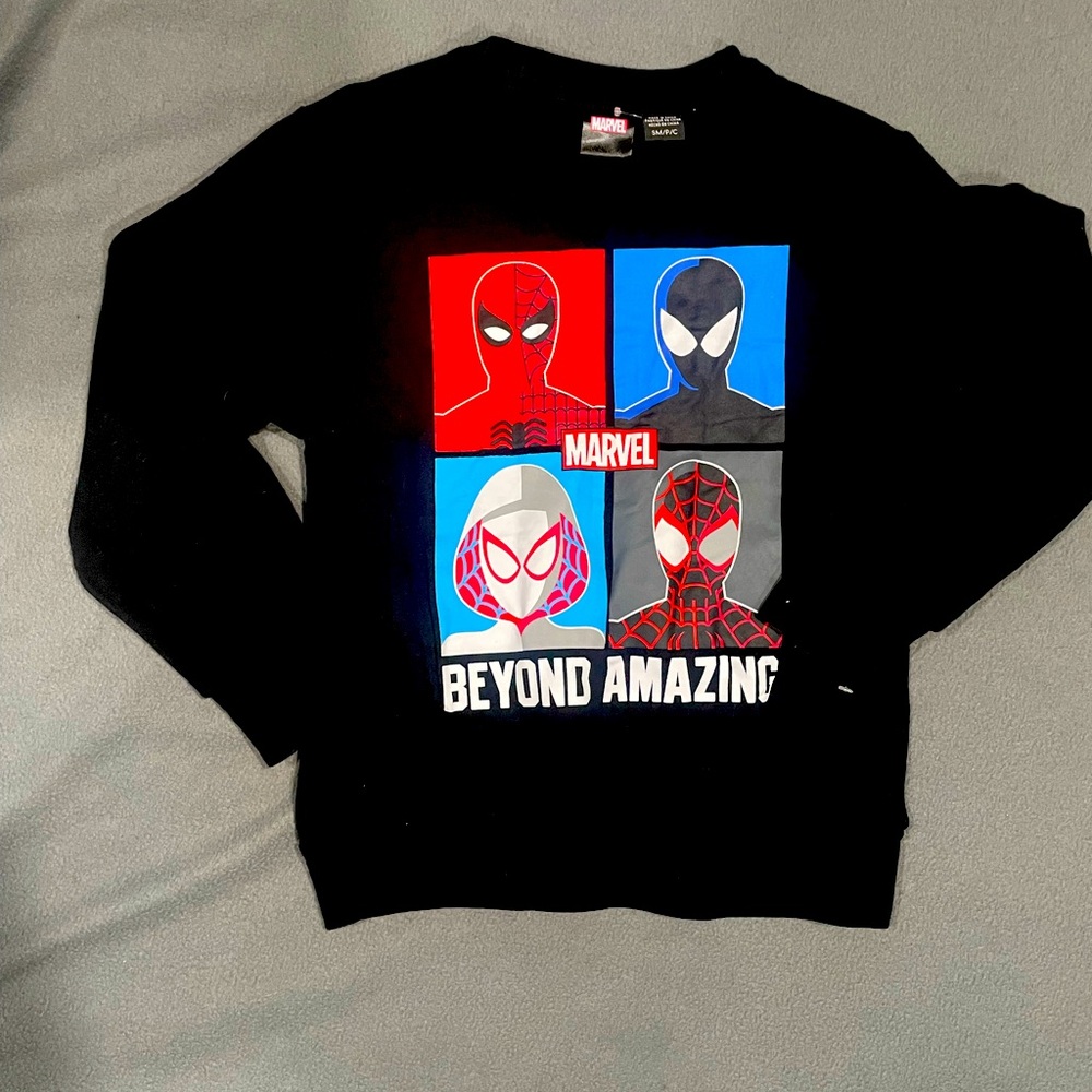 Kids Marvel Black Sweatshirt with Spider-Man SIZE SM/P/C